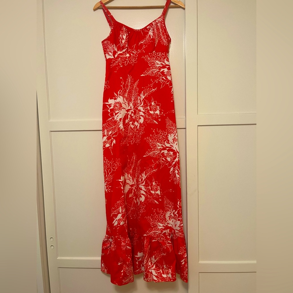 Orange and White Sleeveless Maxi Sundress Resort Wear